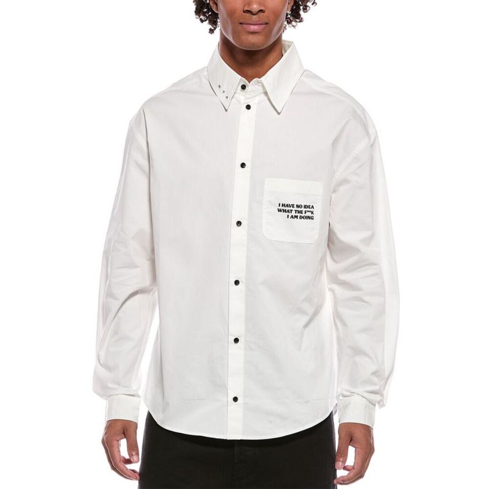 Rta Mens  Poplin Slogan Shirt, White
